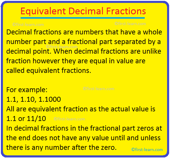 Equivalent Decimal Fractions