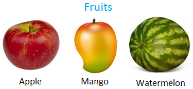 Some fruits are apple, orange, mango, watermelon and peach.