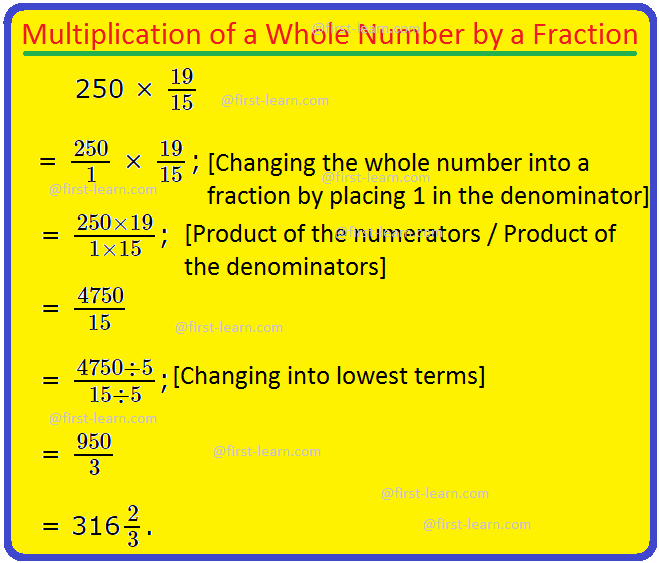 Multiplication of a Whole Number by a Fraction